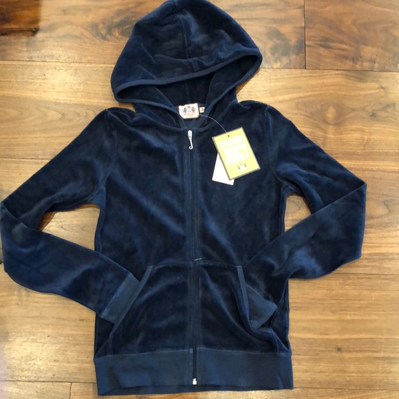 navy velour hoodie